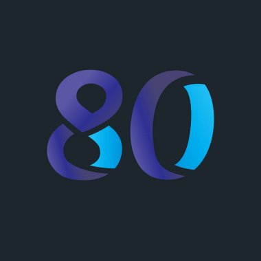 80 numara çift renkli harf logo şablonu