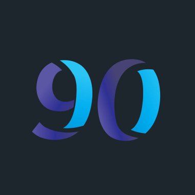 90 numara çift renkli harf logo şablonu
