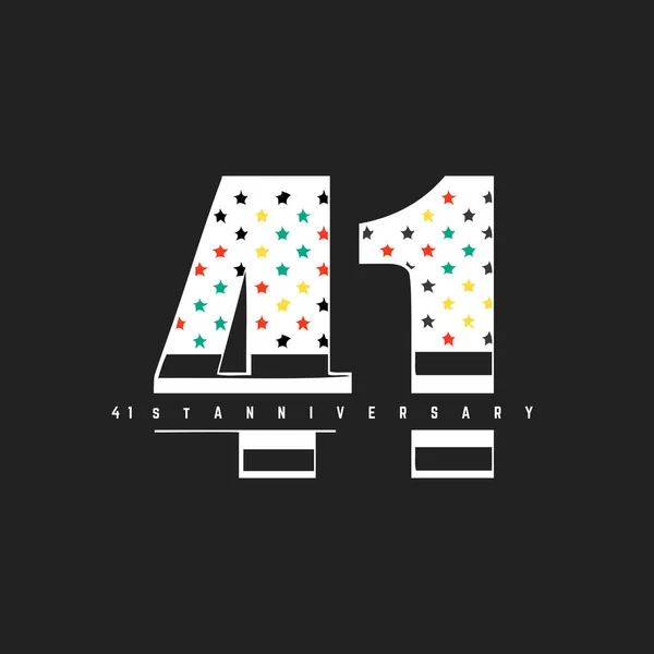 Anniversary Logo Design Template Colorful Stars Black Background — 스톡 벡터