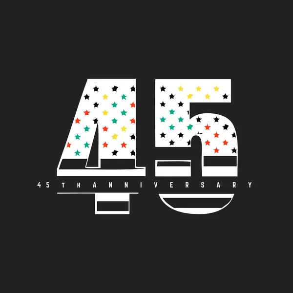 Anniversary Logo Design Template Colorful Stars Black Background — 스톡 벡터