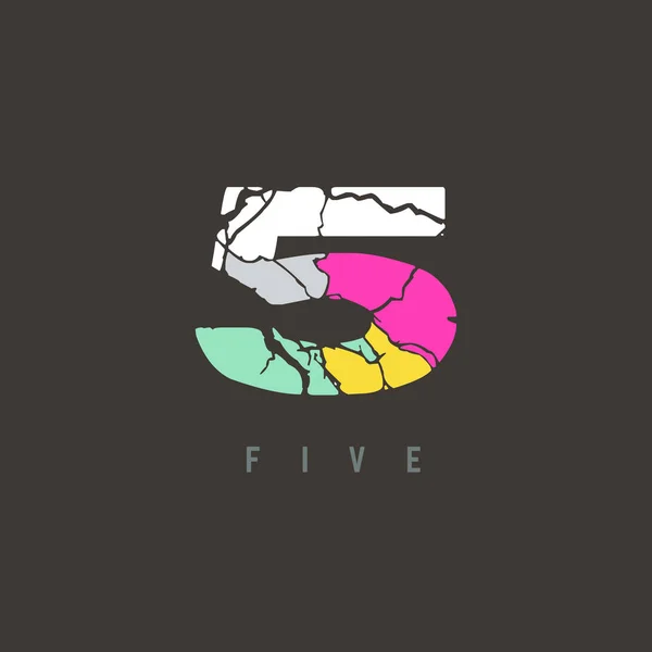 五位数标志彩色字母设计模板 — 图库矢量图片