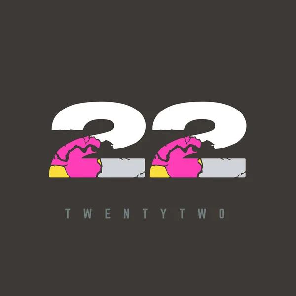 22番ロゴ多色文字デザインテンプレート — ストックベクタ