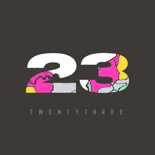 23番ロゴ多色文字デザインテンプレート — ストックベクタ