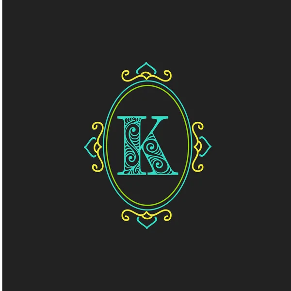 黑色背景椭圆形标志K字连接设计 — 图库矢量图片