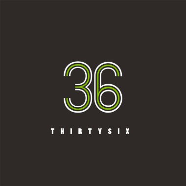 37 numaralı soyut rakam logosu, koyu kahverengi arkaplanda vektör çizimi