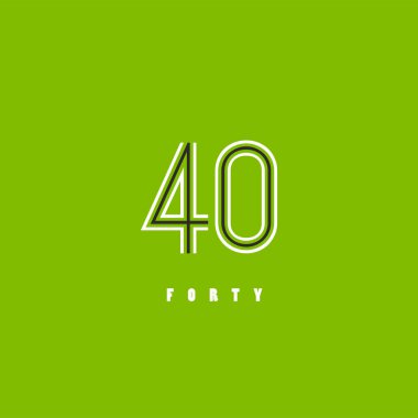40 numaralı soyut rakam logosu, yeşil arkaplanda vektör çizimi 
