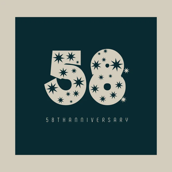 58個の数字と記念日のロゴデザインテンプレートで — ストックベクタ