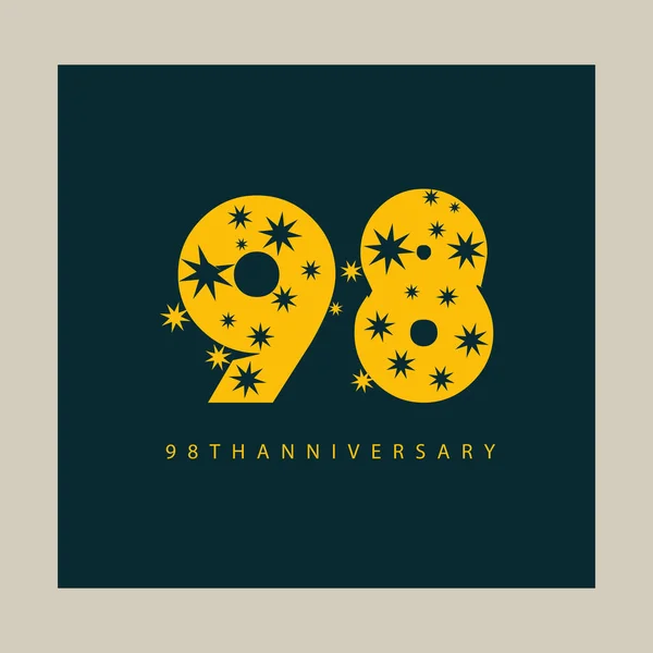 98周年記念ロゴ 大胆な文字デザインでお祝いの98年 — ストックベクタ