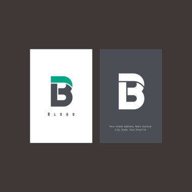 dijital logo konsepti, B harfleri kartvizit şablonu tasarımı, vektör illüstrasyonu