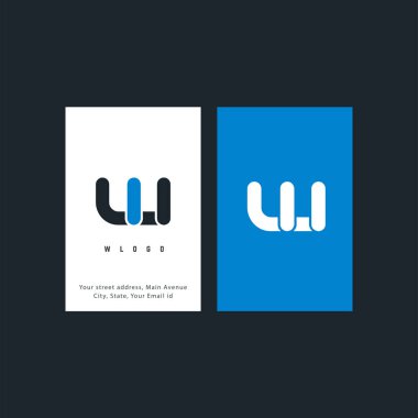 dijital logo kavramı, W harfleri kartvizit şablonu tasarımı, vektör illüstrasyonu