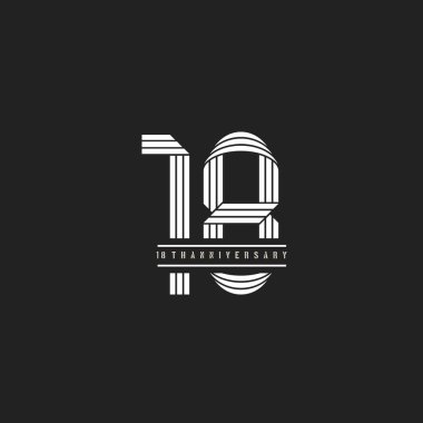vektör doğrusal rakam, 18 numara yıldönümü logosu koyu arkaplan üzerinde 