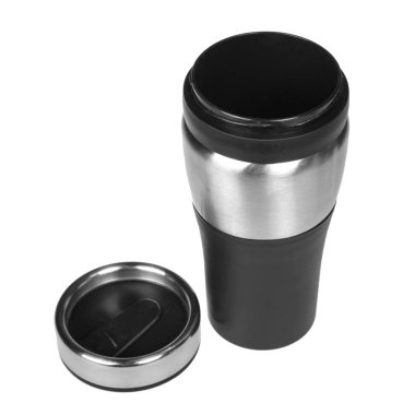 metal termos. Beyaz arka plan üzerinde izole