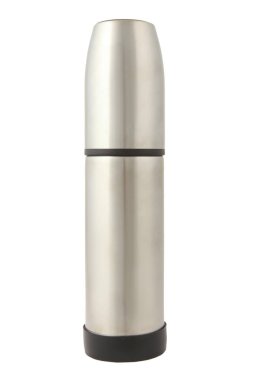 metal termos. Beyaz arka plan üzerinde izole