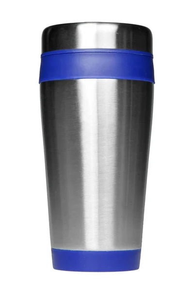 Thermos Métal Isolé Sur Fond Blanc — Photo