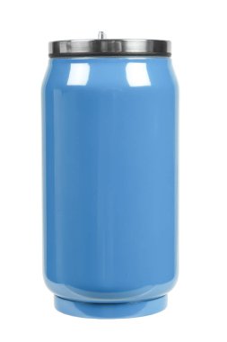 Alüminyum izole beyaz zemin üzerine, boş soda ya da bira kopya alanı ile