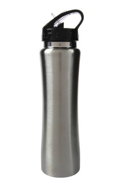 metal termos. Beyaz arka plan üzerinde izole