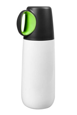 metal termos. Beyaz arka plan üzerinde izole