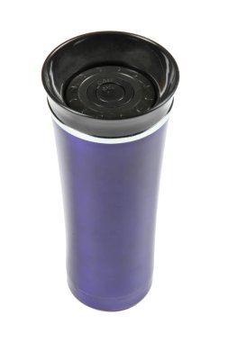 metal termos. Beyaz arka plan üzerinde izole