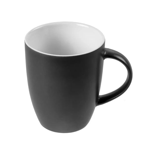 Tazza Nera Sfondo Bianco — Foto Stock