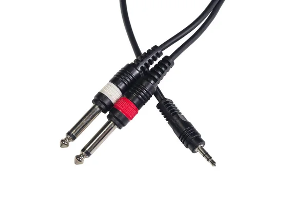 Cabluri Audio Izolate Alb — Fotografie, imagine de stoc
