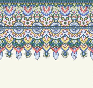 Sorunsuz imkanı doodle illüstrasyon, zentangle desen, duvar kağıdı, arka plan, doku. Hint Orment. Kumaş, tekstil baskı için tasarım. Web tasarım, tebrik kartları, boyama kitabı sayfası için şablon