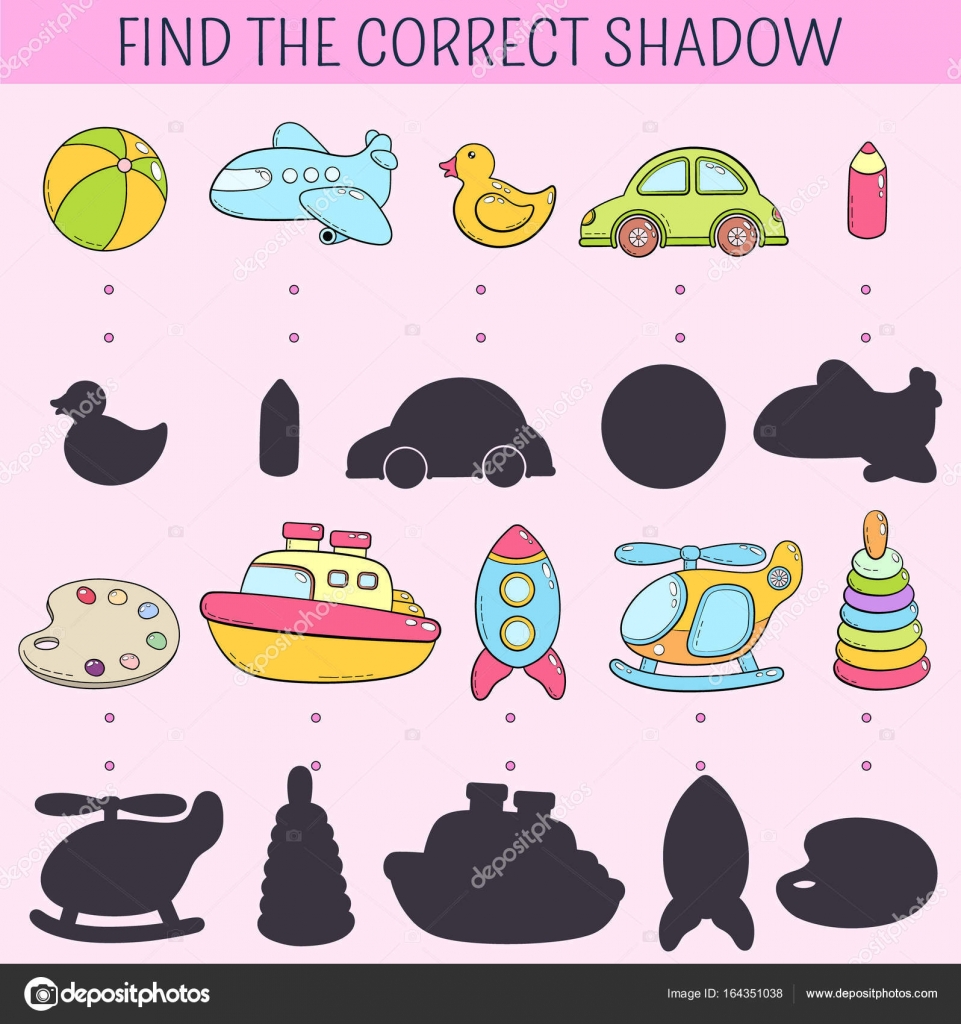 Find the correct shadow. Educational game for children. Vector
