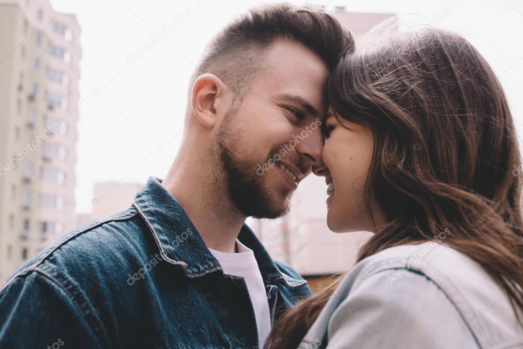 Attractive young couple on a date in a park