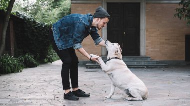 Bir adam ile bir köpek