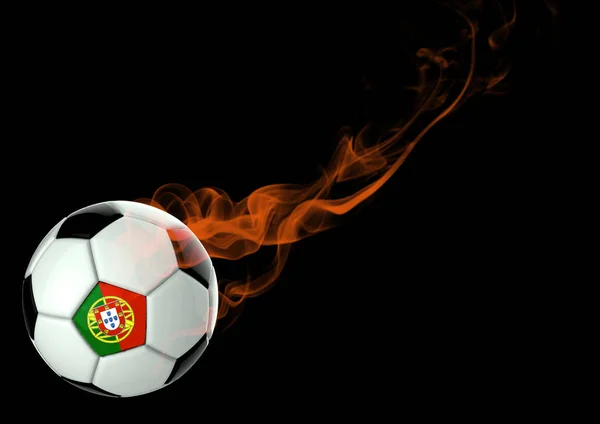 3D illustratie Soccer Ball Portugal vlag — Stockfoto