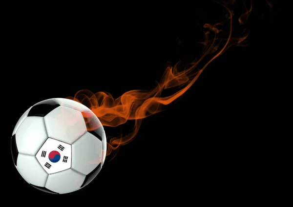 3 d イラスト サッカー ボール韓国旗 — ストック写真