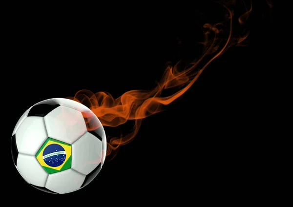 3d 그림 축구 볼 브라질 플래그 — 스톡 사진