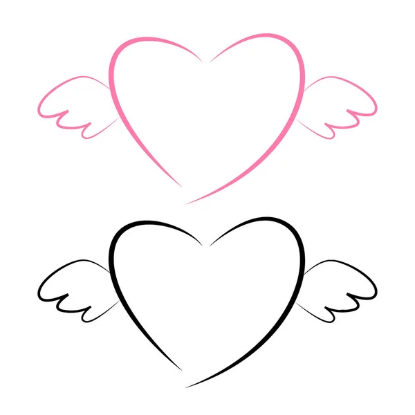 Corazón con alas icono — Vector de stock