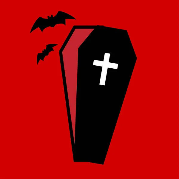 Icono de ataúd aislado en rojo — Archivo Imágenes Vectoriales