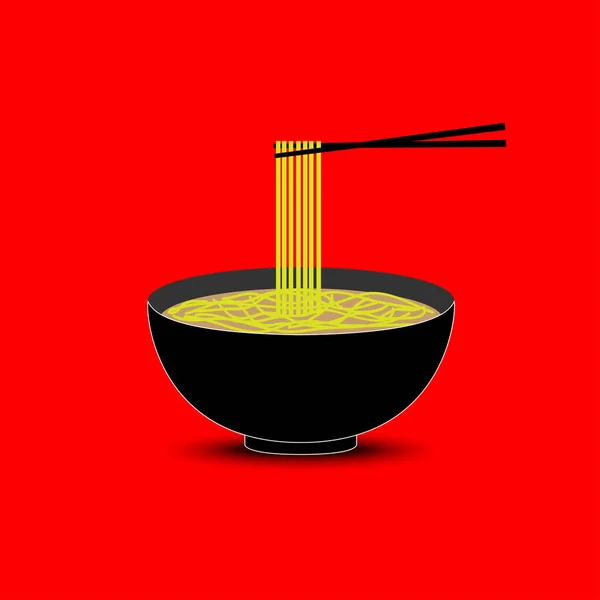 Fideos en el vector de tazón — Vector de stock