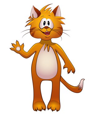 Kırmızı eğlenceli çizgi film, kedi