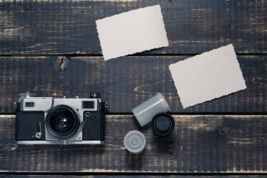 Eski telemetre vintage ve retro fotoğraf makinesi vintage renk efekti ile