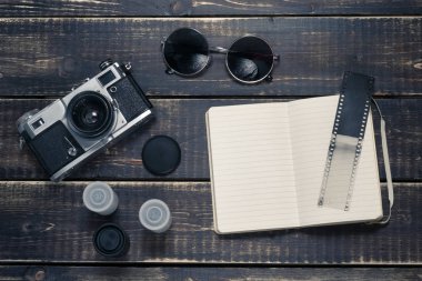 Eski telemetre vintage ve retro fotoğraf makinesi vintage renk efekti ile