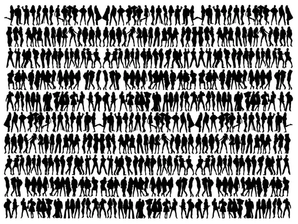 Big collection of people silhouettes — Stock Vector