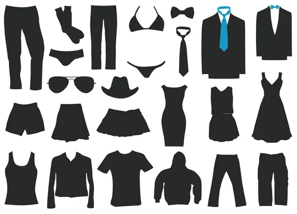 Uppsättning av män och kvinnor kläder — Stock vektor