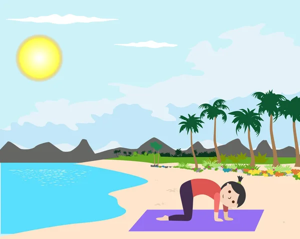 Cartoon illustration baby's yoga — Stock Vector