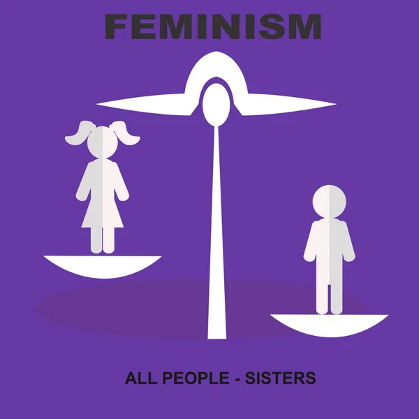 Ženy proti mužům feminismus — Stockový vektor