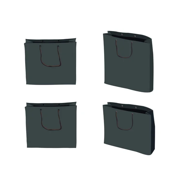 Zwart papier boodschappentassen — Stockvector