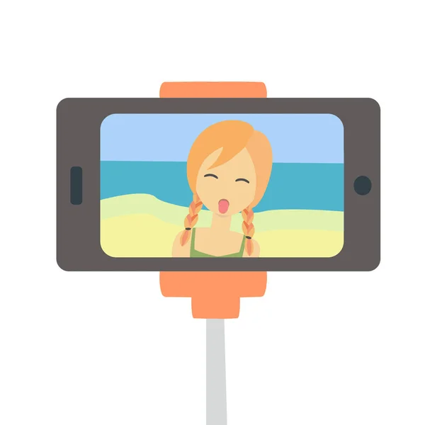 Selfie am Strand des Meeres — Stockvektor