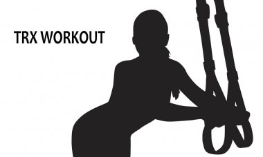 Sportif kız silüeti. Trx süspansiyon eğitim. Trx egzersiz ifade 