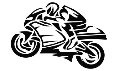 Motobike basit siyah örnek adam. Dövme stil