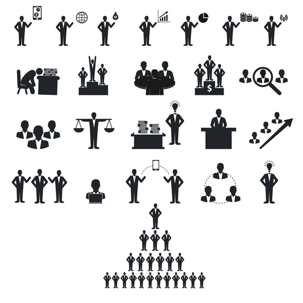 Defina Pictograma Das Pessoas Figurinha Negócios Pessoas Simples Ícones Pretos — Vetor de Stock