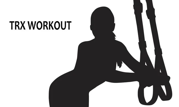 Sportif kız silüeti. Trx süspansiyon eğitim. Trx egzersiz ifade 