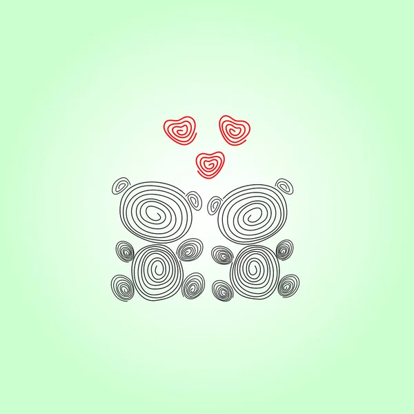 Cartão Valentim Com Dois Ursos Amorosos Heards Ilustração Vetorial Colorida —  Vetores de Stock