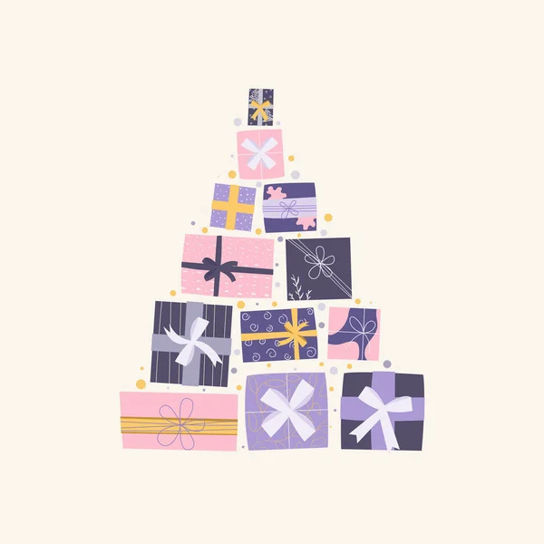 Felices Fiestas Desean Con Las Cajas Regalo Navidad Año Nuevo — Archivo Imágenes Vectoriales