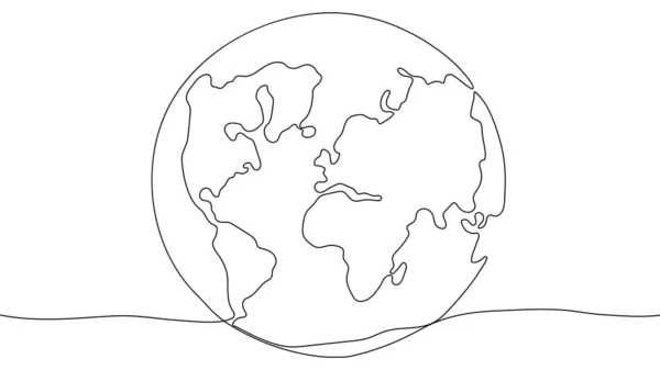 Concepto Contaminación Ambiental Dibujo Continuo Línea Nuestro Planeta Con Todos — Vector de stock